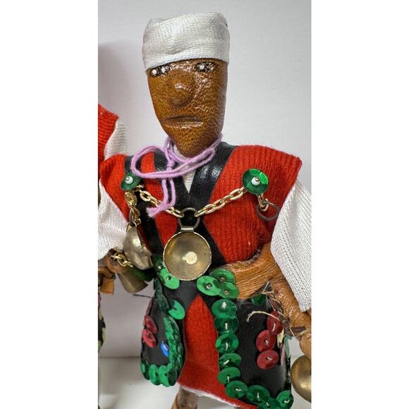 3 Vintage Moroccan Folk Art Doll, Handmade Leather Moroccan Doll- Beautiful-‎ - Picture 4 of 16
